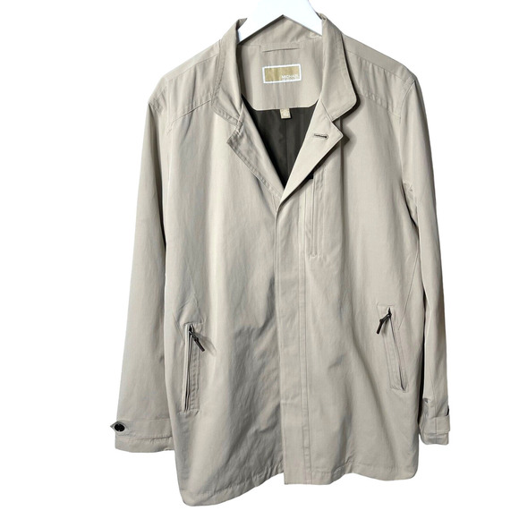 Michael Kors Hidden Placket Zip Pocket Trench Coat Tan Men's, Large - Picture 1 of 8
